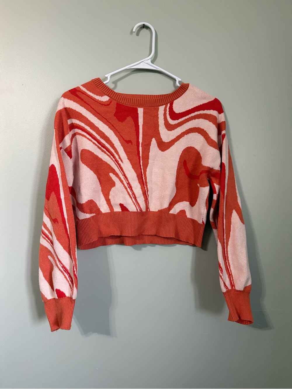 Altar'd State Cropped Crewneck Sweater - Orange & Pink